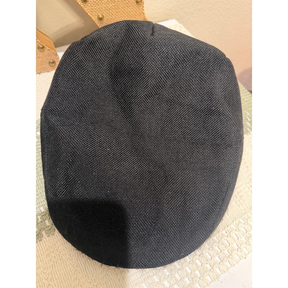 Newhattan Black Flat Cap Ivy Driving Hat Mens Size Large Polyester Textured